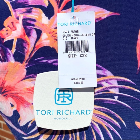 *SOLD* Tori Richard Jolene Golden Hour Wrap V-neck Dress Blue Pink Purple XXS - Picture 5 of 6